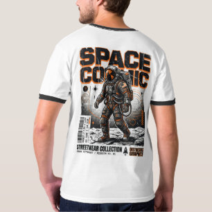インダストリアルスタイル宇宙飛行士ベクターアートTシャツプリント Tシャツ