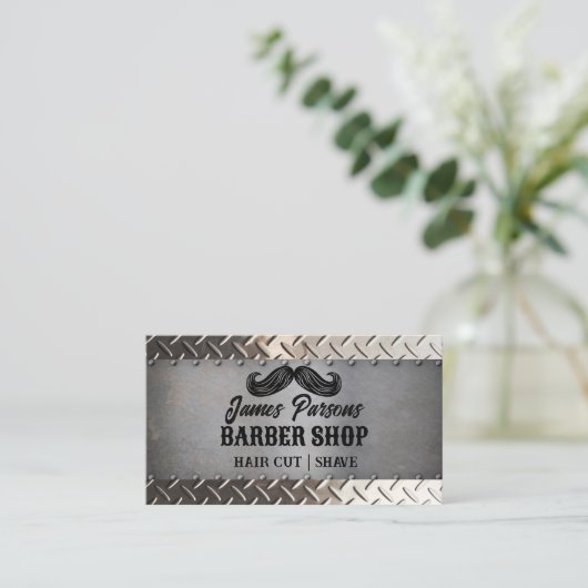 インダストリアルバーバーショップ美容師理容師ショップ 名刺 (スタンド正面)