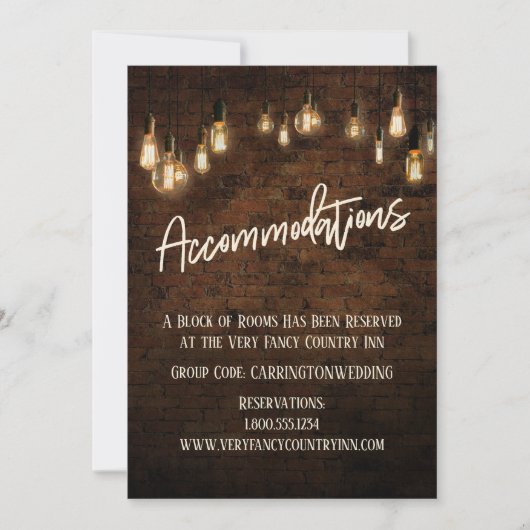 インダストリアルブリックエジソンライツアコモデーションカード 招待状 (正面)
