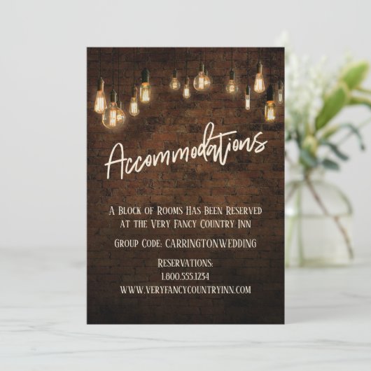 インダストリアルブリックエジソンライツアコモデーションカード 招待状 (スタンド正面)