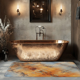 インダストリアル抽象芸術テラコッタブルーグレー バスマット