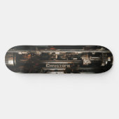 インダストリアル時代の機械ギア オイルペインティング スケートボード (横)