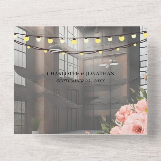 インダストリアル エレガンス モダン シック ウェディング オールインワン招待状 (裏面)