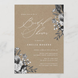 インダストリアル シック フラワー ラスティック クラフト ブライダル シャワー 招待状