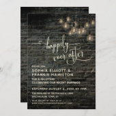 インダストリアル ブリック エジソン ライツ ハッピーエバーアフター 招待状 (正面/裏面)