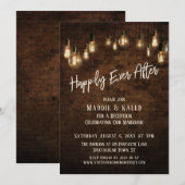 インダストリアル ブリック エジソン ライト ハッピーエバーアフター 招待状 (正面/裏面)