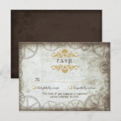 インダストリアル ヴィンテージ スチームパンク ウェディング インビテーションポストカード (正面/裏面)