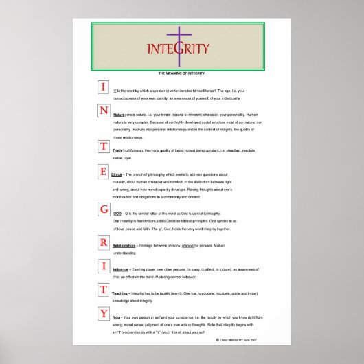 インテグリティ・ポスター ポスター (正面)