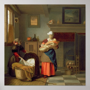 インテリアにベビーを持つ保育士 ポスター