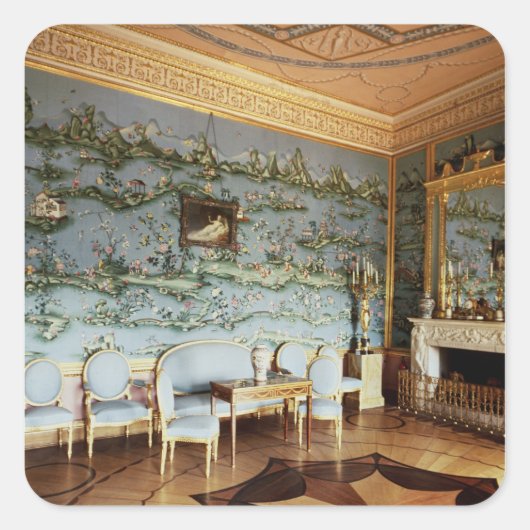 インテリアのブルー中国のスケッチルーム スクエアシール (正面)