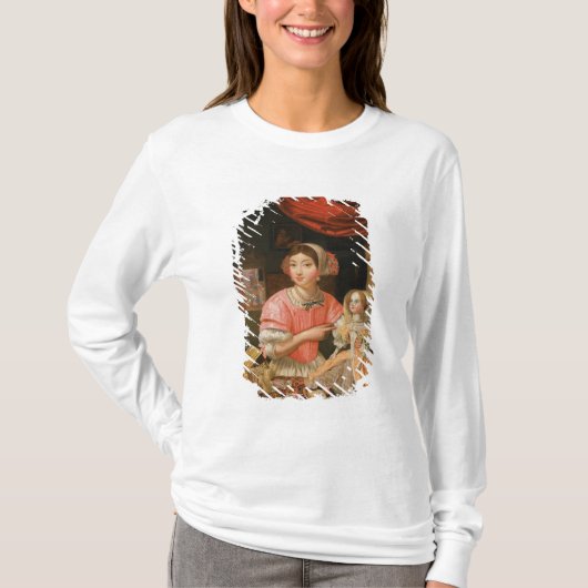 インテリアの人形を握っている女の子 Tシャツ (正面)