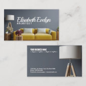 インテリアの濃い青の壁と黄色のソファ 名刺 (正面/裏面)