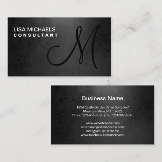 インテリアエレガントデコレータモノグラムプロフェッショナル 名刺 (正面/裏面)