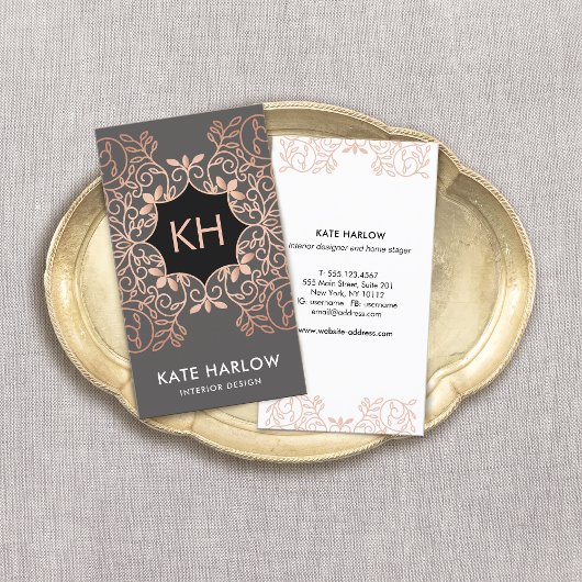 インテリアエレガントデザインバラ金ゴールドモノグラ華美ム 名刺