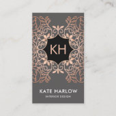 インテリアエレガントデザインバラ金ゴールドモノグラ華美ム 名刺 (正面)