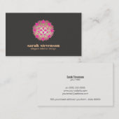 インテリアエレガントデザインピンクロータスビジネスカード 名刺 (正面/裏面)