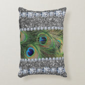 インテリアグリッターシックシルバーホームバラピーコック アクセントクッション (正面(垂直))