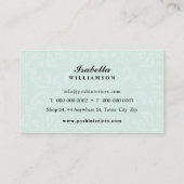 インテリアテキスモダンエレガントトのダマスク・ミント 名刺 (裏面)