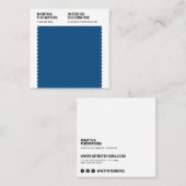 インテリアデコレータ青見本カラーブロックミニマル スクエア名刺 (正面/裏面)