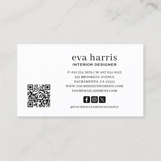 インテリアデザイエレガントナーブラック&金ゴールド 名刺 (裏面)