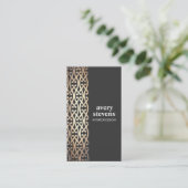 インテリアデザイエレガントナ金ゴールドスクロール黒 名刺 (スタンド正面)