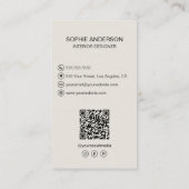 インテリアデザイカスタムナーフォトQRソーシャルメディア 名刺 (裏面)