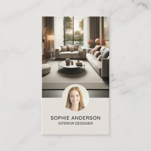 インテリアデザイカスタムナーフォトQRソーシャルメディア 名刺 (正面)