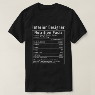 インテリアデザイナーの栄養成分表示 クリエイティブ  Tシャツ