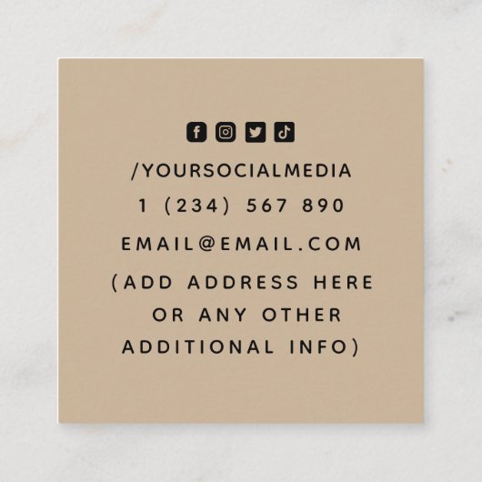 インテリアデザイナーアールデコボヘミアンニュートラルパステル スクエア名刺 (裏面)