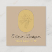 インテリアデザイナーアールデコボヘミアンニュートラルパステル スクエア名刺 (正面)