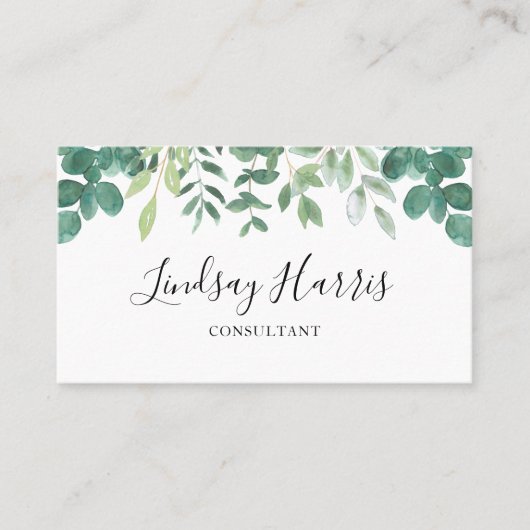 インテリアデザイナーウォーターカラーユーカリプタスビジネスC 名刺 (正面)