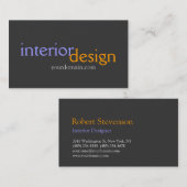 インテリアデザイナーグレーブルーイエロー名刺 名刺 (正面/裏面)