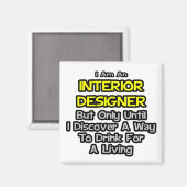 インテリアデザイナージョーク…生活のために飲む マグネット (正面/裏面)