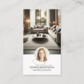 インテリアデザイナースクリプト名フォトQRホワイト 名刺 (正面)