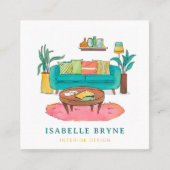 インテリアデザイナーステージング水彩家具 スクエア名刺 (正面)