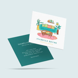 インテリアデザイナーステージング水彩家具 スクエア名刺