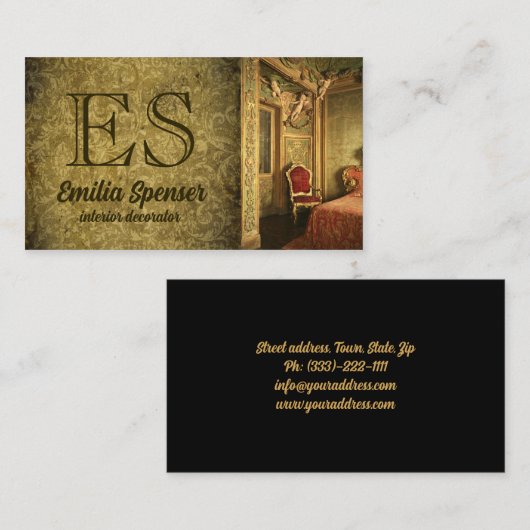 インテリアデザイナーデコレータクラシックスタイルカード 名刺 (正面/裏面)