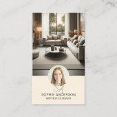 インテリアデザイナーモノグラムフォトQRクリーム 名刺 (正面)