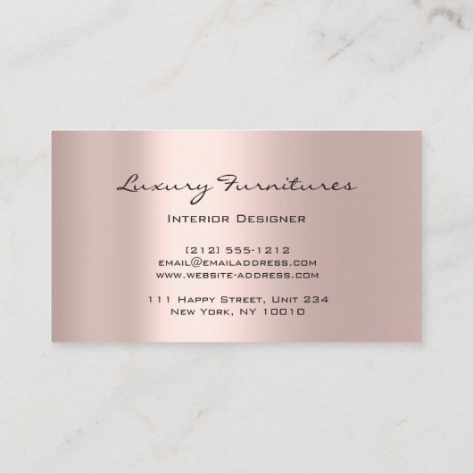 インテリアデザイナーラグジュアリーファーニチュールバラ金ゴールドソファ 名刺 (裏面)