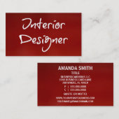 インテリアデザイナーレッド名刺 名刺 (正面/裏面)