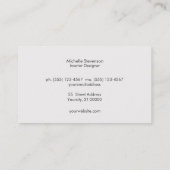 インテリアデザイナー金ゴールドと紫のモチーフの木の外観 名刺 (裏面)