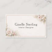 インテリアデザイナー 花柄 ニュートラル プロフェッショナル 名刺 (正面)