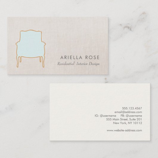 インテリアデザイフランスのン椅子名刺 名刺 (正面/裏面)