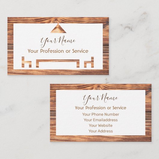インテリアデザインと家具のための木製フレーム! 名刺 (正面/裏面)