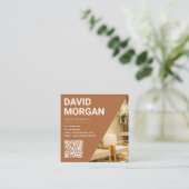 インテリアデザインはっきりしたタイポグラフィQrコード写真 スクエア名刺 (スタンド正面)