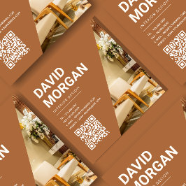 インテリアデザインはっきりしたタイポグラフィQrコード写真 スクエア名刺