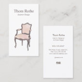 インテリアデザインデザイナー水彩肘掛け椅子 コーリングカード (正面/裏面)