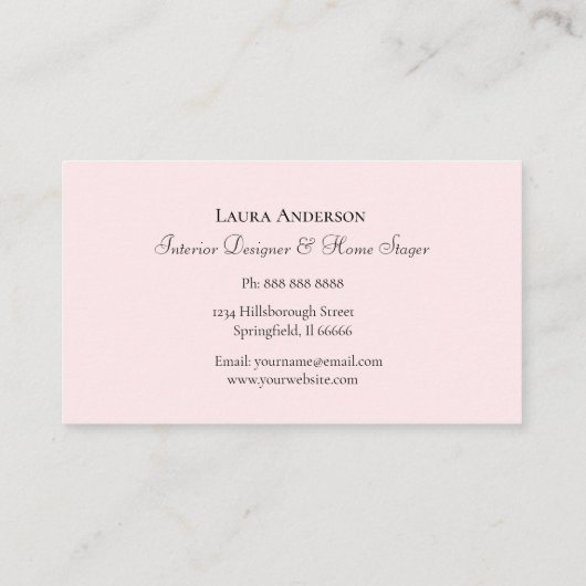 インテリアデザインピンクフランスのチェア 名刺 (裏面)