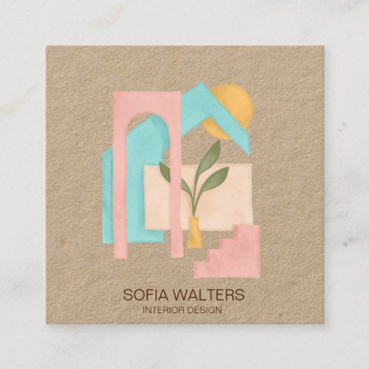 インテリアデザインホームステージン実在グエステートホテル スクエア名刺 (正面)