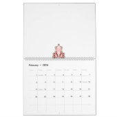 インテリアデザイン壁紙レッドフラワーズホワイトバック カレンダー (2月 2026)